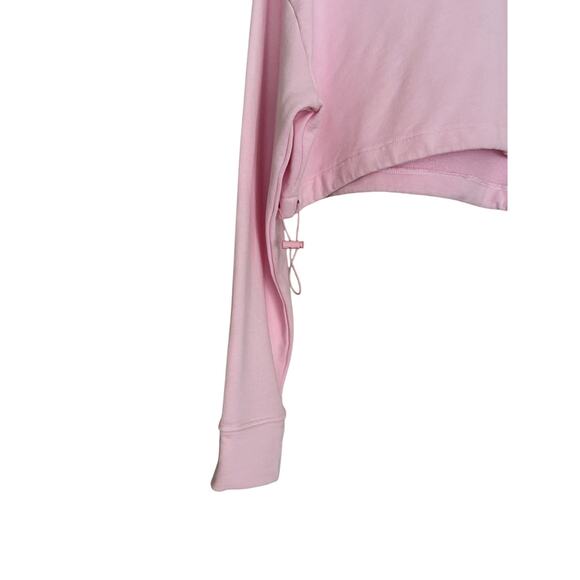 Guess Logo Cropped Hooded Sweatshirt Size S Reflective Long Sleeved pink - Picture 3 of 6